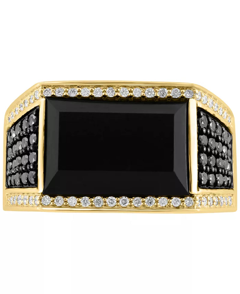 EFFYÂ® Men'S Onyx & Diamond (3/4 Ct. T.W.) Ring in 14K Gold